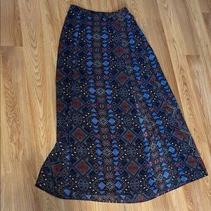 Maurices Navy and Purple Patterned Maxi Skirt